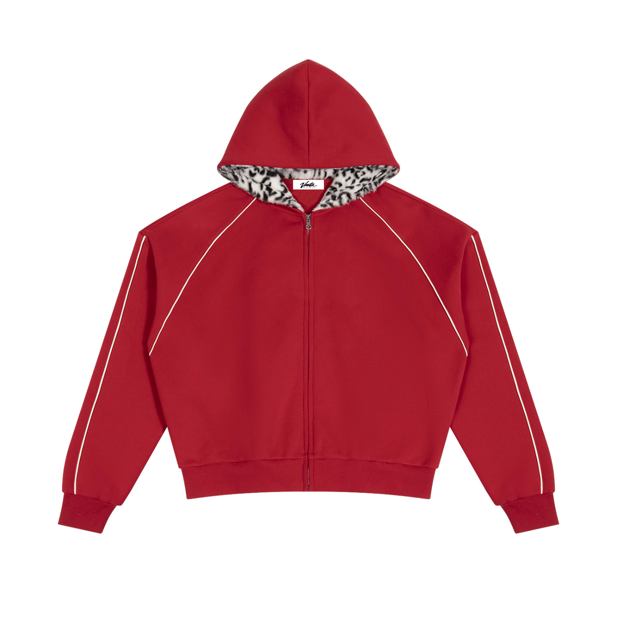 Sweat à capuche unisexe coupe carrée en molleton avec bordures et fermeture zippée intégrale