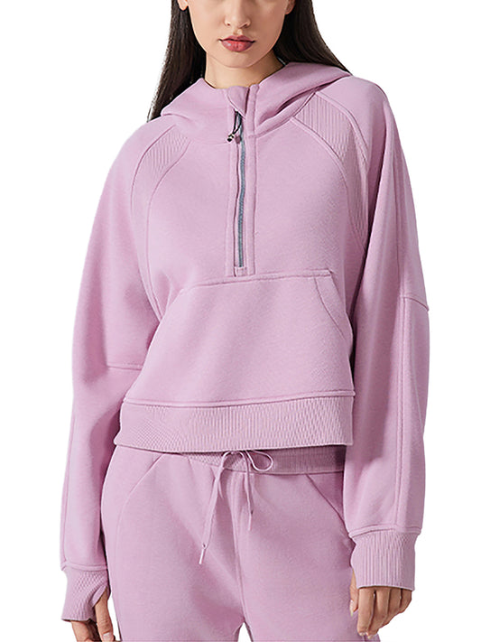 Womens's Cropped Half-Zip Hoodie