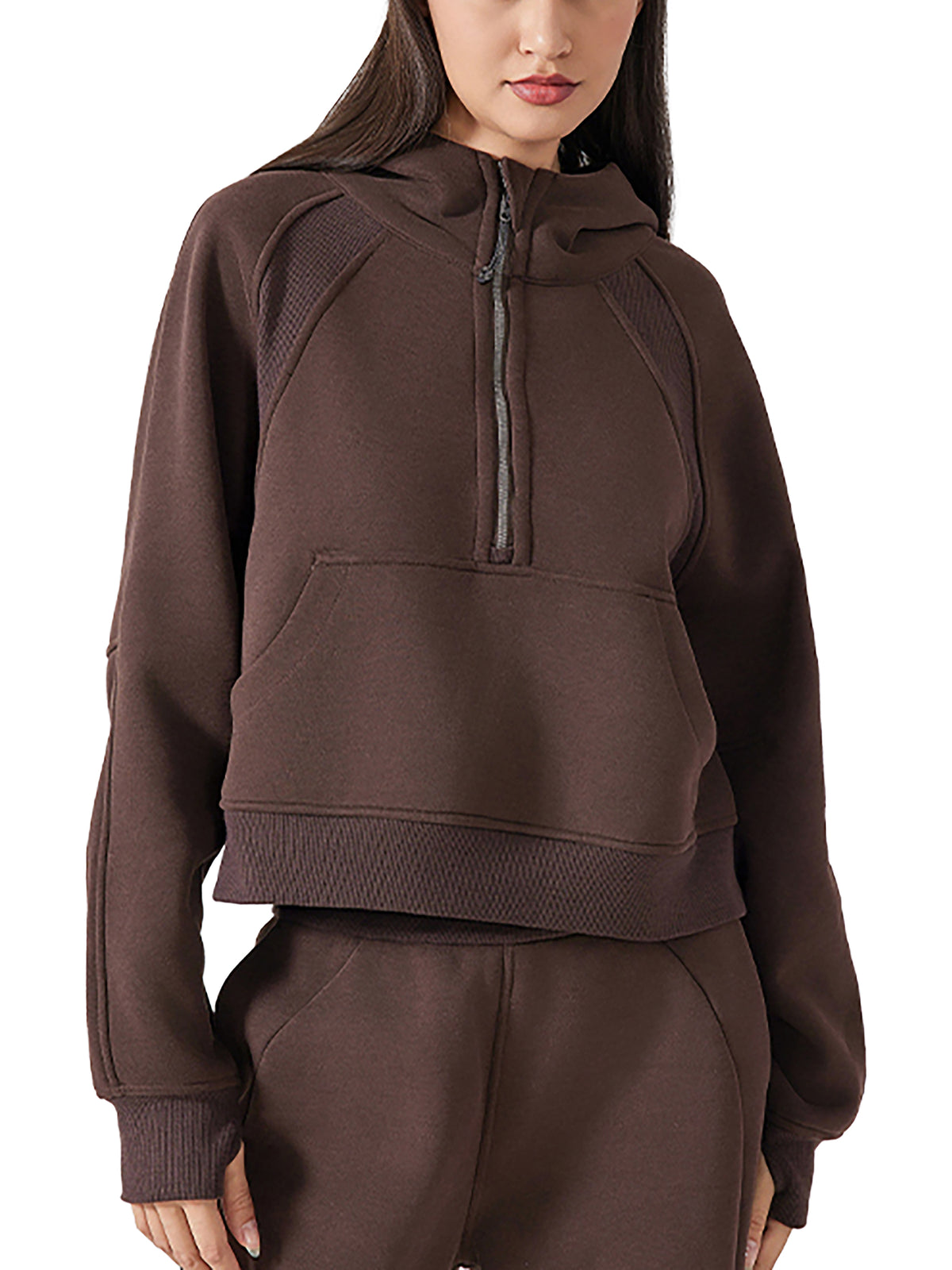 Womens's Cropped Half-Zip Hoodie