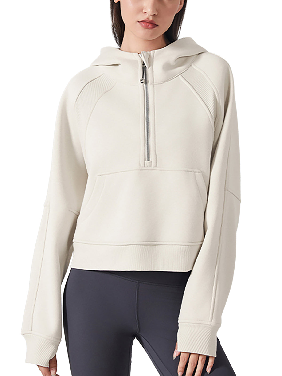 Womens's Cropped Half-Zip Hoodie