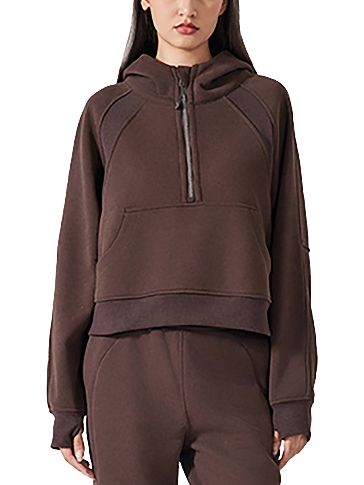 Womens's Cropped Half-Zip Hoodie