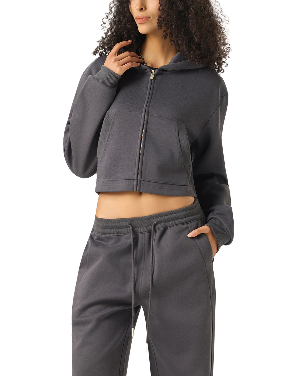 Women's Essential Cropped Zip-Up Hoodie