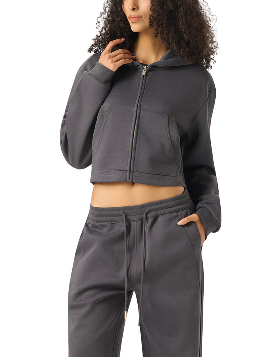 Women's Essential Cropped Zip-Up Hoodie