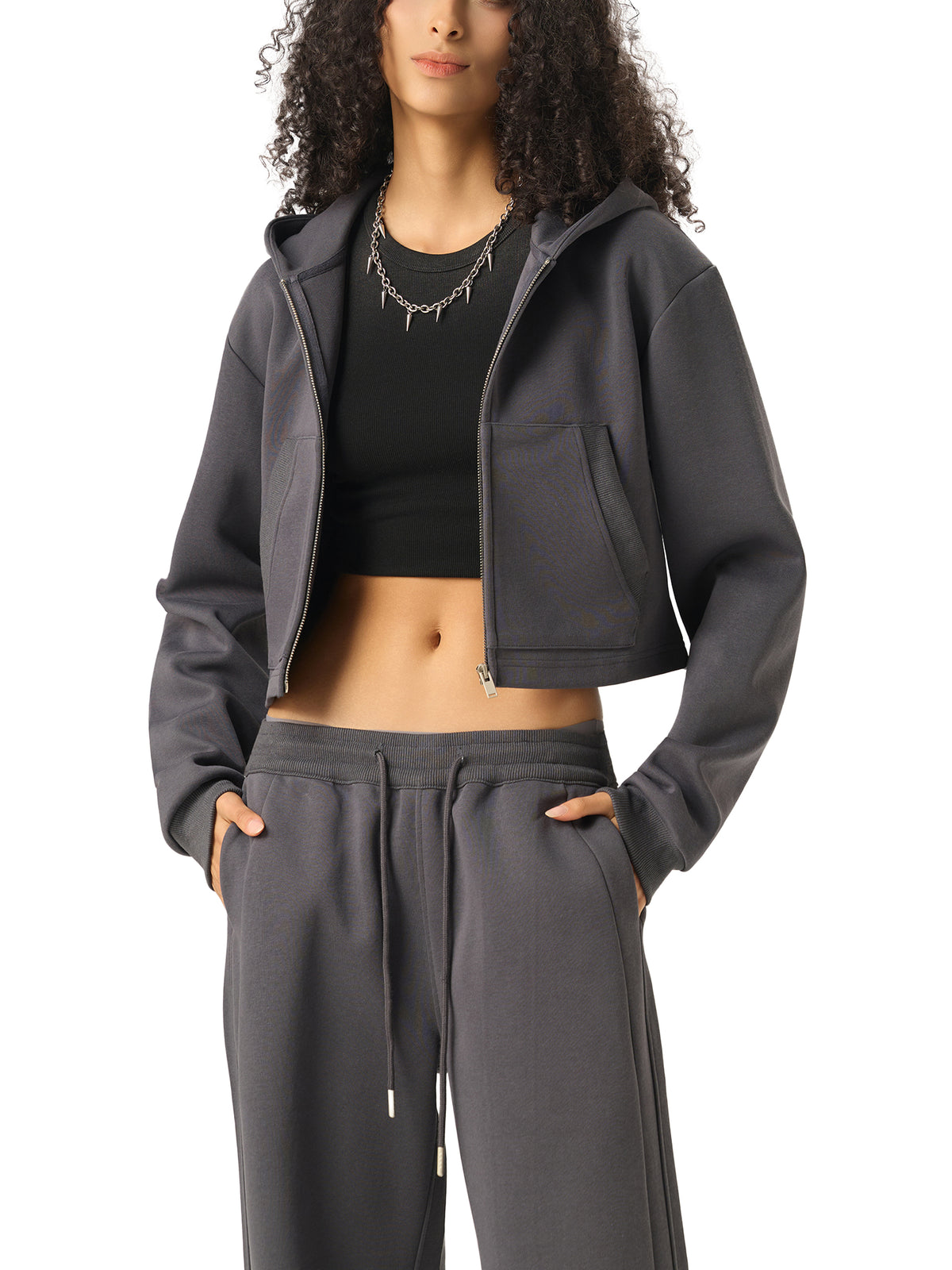 Women's Essential Cropped Zip-Up Hoodie