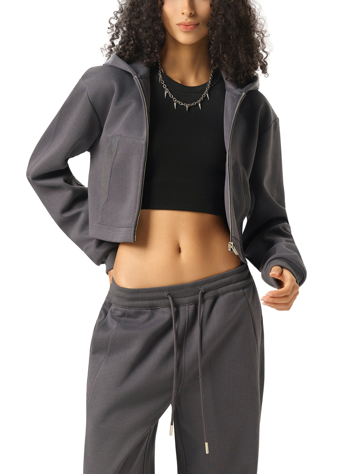 Women's Essential Cropped Zip-Up Hoodie