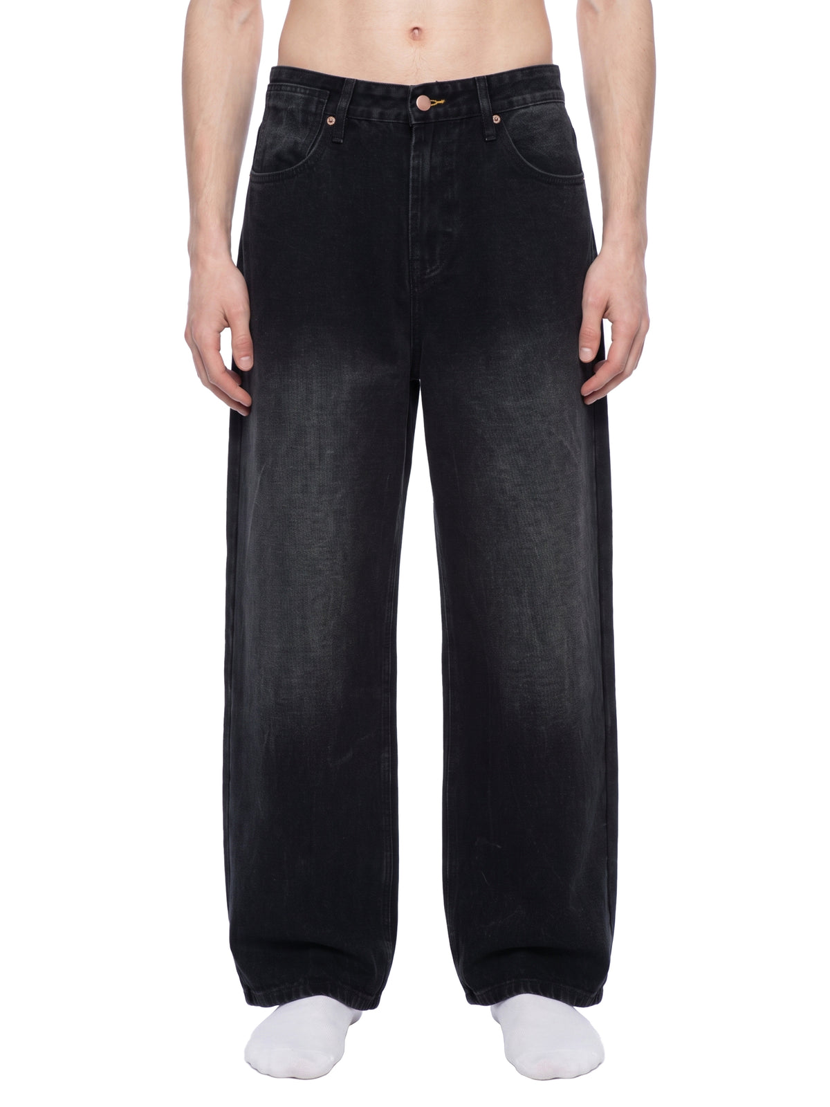 Jeans Large Coupe Délavés Homme