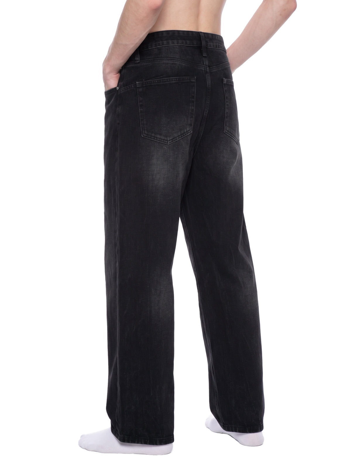 Jeans Large Coupe Délavés Homme