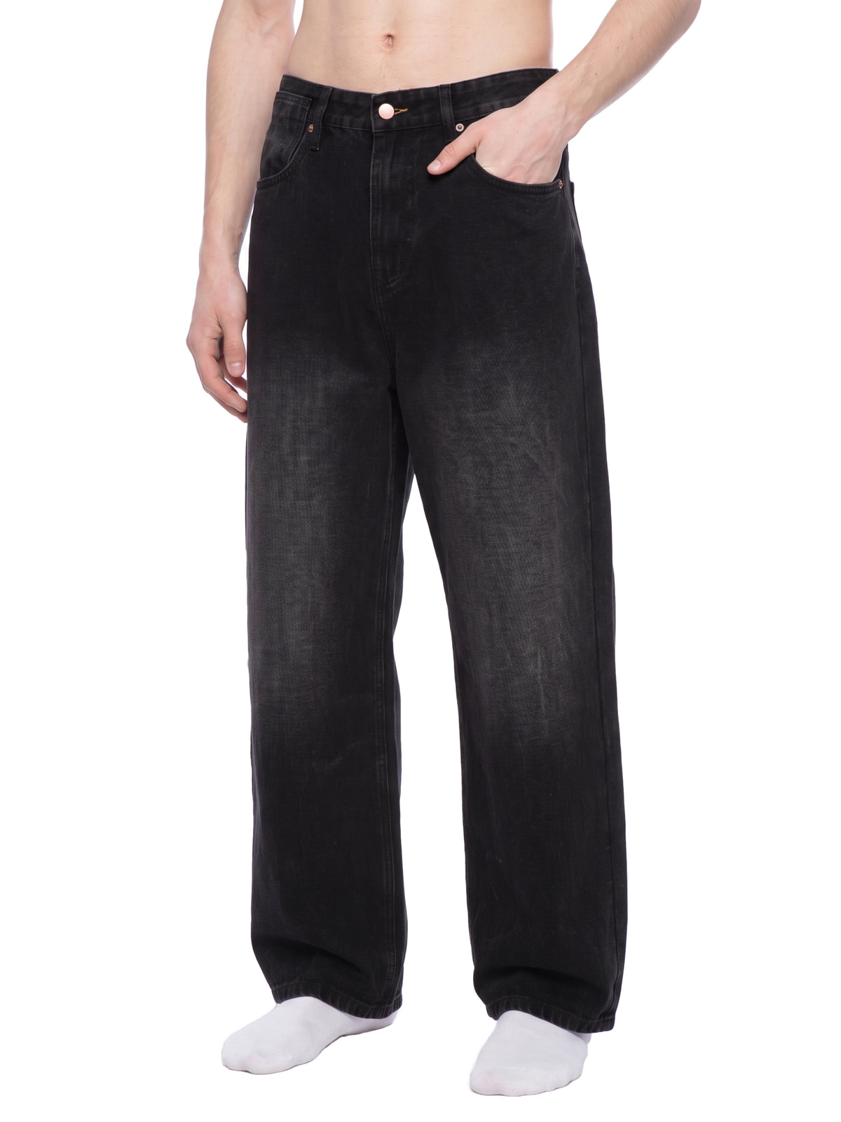 Jeans Large Coupe Délavés Homme