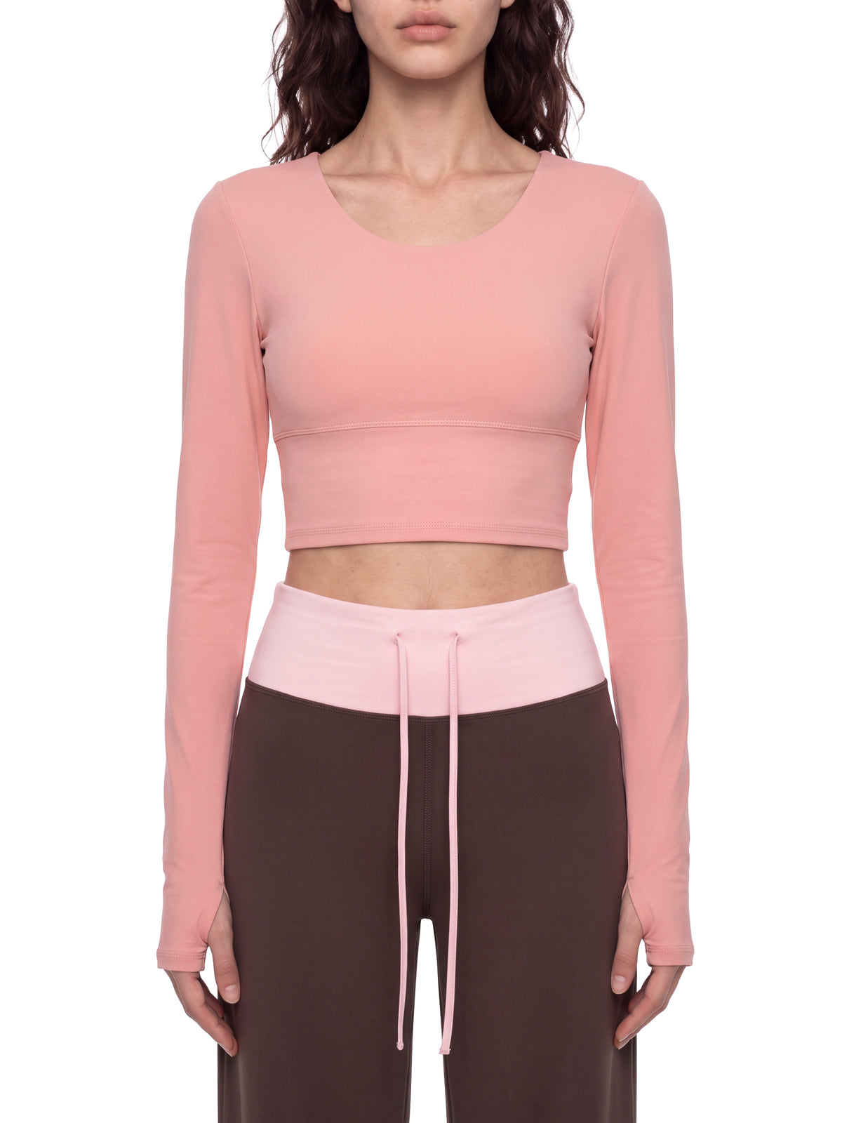 T-shirt de yoga court à manches longues pour femme
