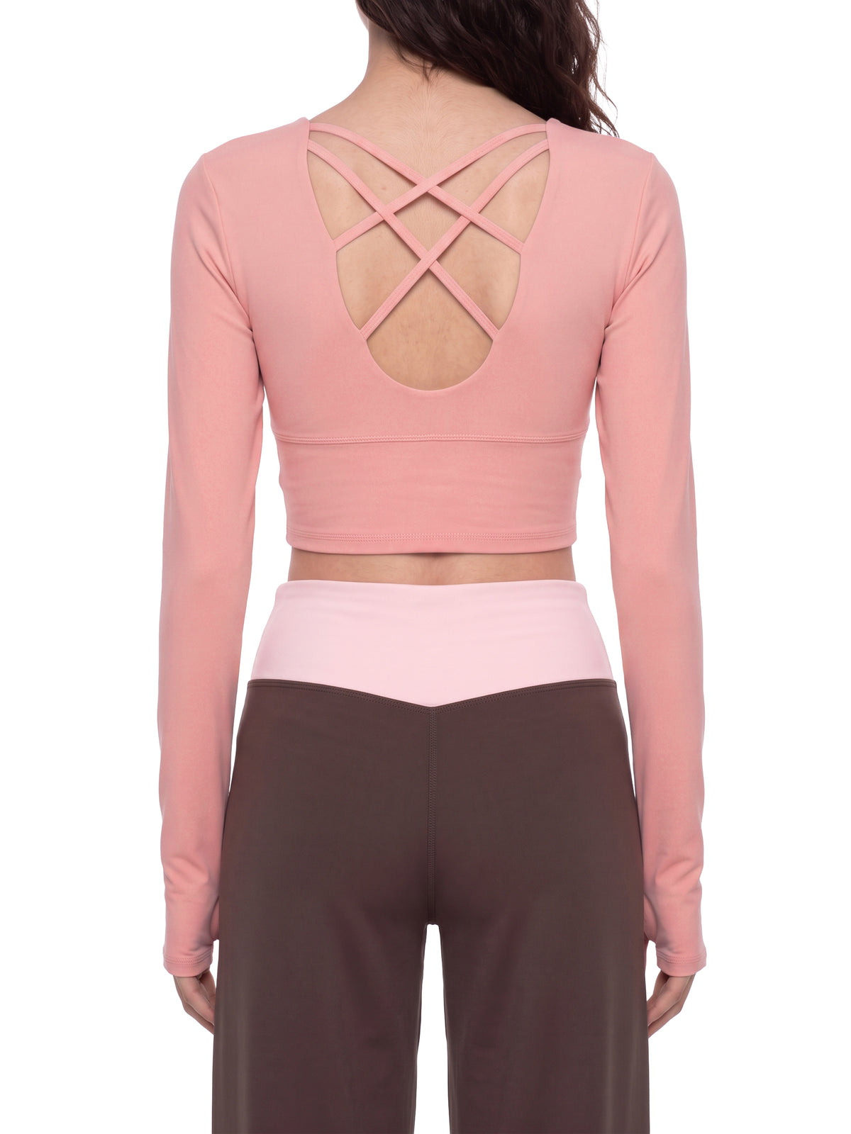 T-shirt de yoga court à manches longues pour femme